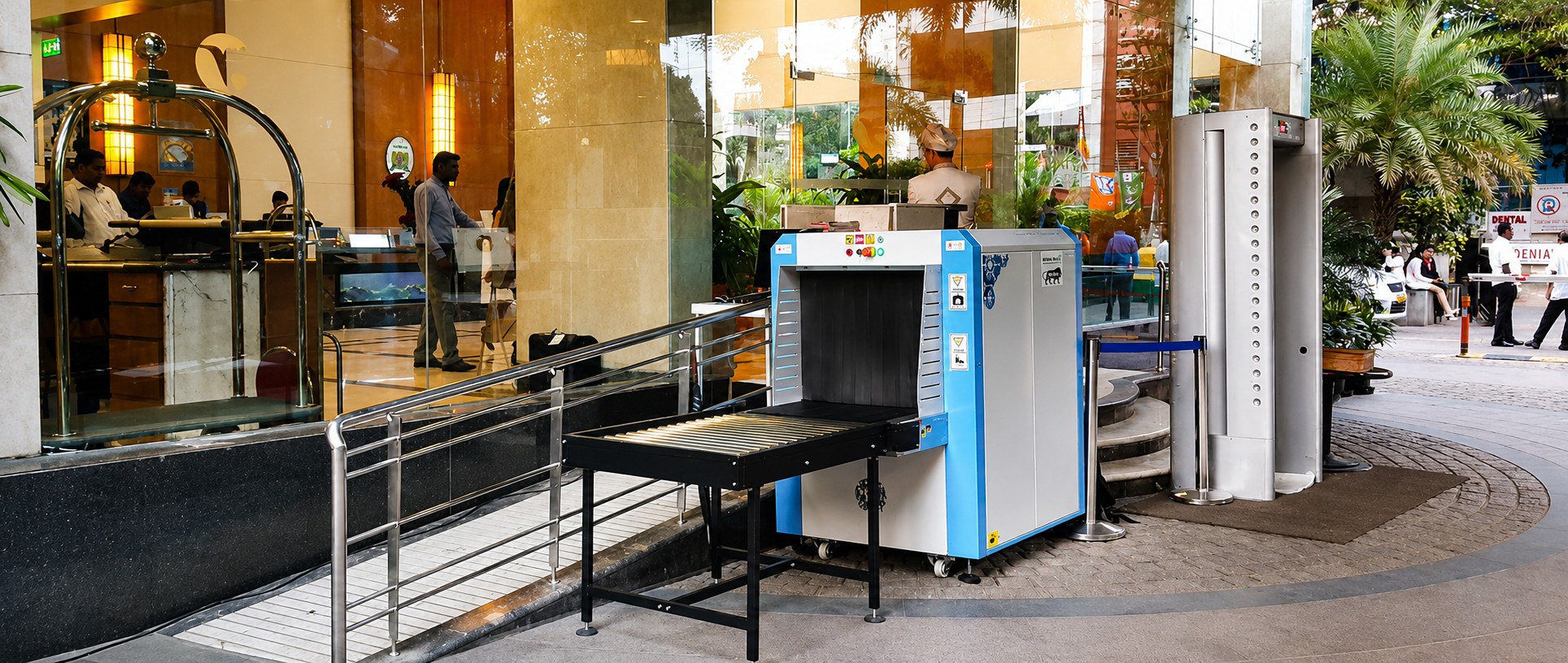 Krystalvision baggage scanner installed at a hotel security checkpoint